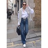 image:imageSidefeel Womens High Waisted Straight Leg Jeans Drawstring Denim PantsDark Blue