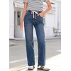 image:imageSidefeel Womens High Waisted Straight Leg Jeans Drawstring Denim PantsDark Blue