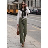 image:imageSidefeel Womens High Waisted Straight Leg Jeans Drawstring Denim PantsGreen