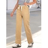 image:imageSidefeel Womens High Waisted Straight Leg Jeans Drawstring Denim PantsKhaki