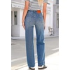image:imageSidefeel Womens High Waisted Straight Leg Jeans Drawstring Denim PantsLight Blue