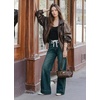 image:imageSidefeel Womens High Waisted Straight Leg Jeans Drawstring Denim PantsReal Teal