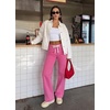 image:imageSidefeel Womens High Waisted Straight Leg Jeans Drawstring Denim PantsRose Red