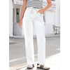 image:imageSidefeel Womens High Waisted Straight Leg Jeans Drawstring Denim PantsWhite