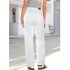 image:imageSidefeel Womens High Waisted Straight Leg Jeans Drawstring Denim PantsWhite