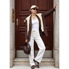 image:imageSidefeel Womens High Waisted Straight Leg Jeans Drawstring Denim PantsWhite