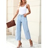image:imageSidefeel Womens High Waisted Straight Leg Jeans Loose Cropped Denim PantsB Sky Blue