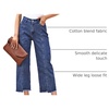 image:imageSidefeel Womens High Waisted Straight Leg Jeans Loose Cropped Denim PantsBlue