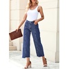 image:imageSidefeel Womens High Waisted Straight Leg Jeans Loose Cropped Denim PantsBlue