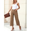 image:imageSidefeel Womens High Waisted Straight Leg Jeans Loose Cropped Denim PantsBrown