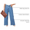 image:imageSidefeel Womens High Waisted Straight Leg Jeans Loose Cropped Denim PantsMist Blue