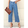 image:imageSidefeel Womens High Waisted Straight Leg Jeans Loose Cropped Denim PantsMist Blue