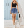 image:imageSidefeel Womens High Waisted Stretchy Folded Hem Jean ShortsBlue