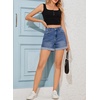 image:imageSidefeel Womens High Waisted Stretchy Folded Hem Jean ShortsBlue