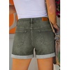 image:imageSidefeel Womens High Waisted Stretchy Folded Hem Jean ShortsGreen