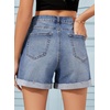 image:imageSidefeel Womens High Waisted Stretchy Folded Hem Jean ShortsLight Blue