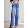 image:imageSidefeel Womens High Waisted Wide Leg Jeans Loose Stretchy Denim PantsLight Blue