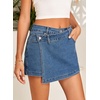 image:imageSidefeel Womens Jean Skirt High Waisted Wrap Denim SkortDark Blue