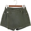 image:imageSidefeel Womens Jean Skirt High Waisted Wrap Denim SkortGreen