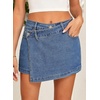 image:imageSidefeel Womens Jean Skirt High Waisted Wrap Denim SkortLight Blue