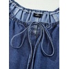 image:imageSidefeel Womens Long Sleeve Drawstring Boat Neck Mini Denim DressBlue