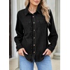 image:imageSidefeel Womens Long Sleeve Ruffle Trim Button Down Denim ShirtBlack