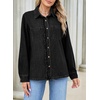image:imageSidefeel Womens Long Sleeve Ruffle Trim Button Down Denim ShirtBlack