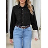 image:imageSidefeel Womens Long Sleeve Ruffle Trim Button Down Denim ShirtBlack