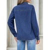 image:imageSidefeel Womens Long Sleeve Ruffle Trim Button Down Denim ShirtBlue
