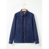 image:imageSidefeel Womens Long Sleeve Ruffle Trim Button Down Denim ShirtBluing