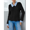image:imageSidefeel Womens Patchwork Pullover Chunky SweatersBlack