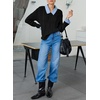 image:imageSidefeel Womens Patchwork Pullover Chunky SweatersBlack