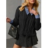 image:imageSidefeel Womens Patchwork Pullover Chunky SweatersBlack