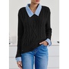 image:imageSidefeel Womens Patchwork Pullover Chunky SweatersBlack