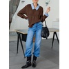 image:imageSidefeel Womens Patchwork Pullover Chunky SweatersBrown