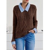 image:imageSidefeel Womens Patchwork Pullover Chunky SweatersBrown
