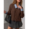 image:imageSidefeel Womens Patchwork Pullover Chunky SweatersBrown