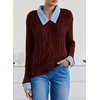 image:imageSidefeel Womens Patchwork Pullover Chunky SweatersBurgundy