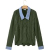 image:imageSidefeel Womens Patchwork Pullover Chunky SweatersGreen