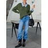 image:imageSidefeel Womens Patchwork Pullover Chunky SweatersGreen