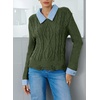 image:imageSidefeel Womens Patchwork Pullover Chunky SweatersGreen