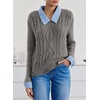 image:imageSidefeel Womens Patchwork Pullover Chunky SweatersMedium Grey