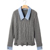 image:imageSidefeel Womens Patchwork Pullover Chunky SweatersMedium Grey