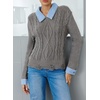 image:imageSidefeel Womens Patchwork Pullover Chunky SweatersMedium Grey