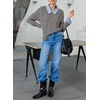 image:imageSidefeel Womens Patchwork Pullover Chunky SweatersMedium Grey