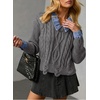 image:imageSidefeel Womens Patchwork Pullover Chunky SweatersMedium Grey