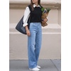 image:imageSidefeel Womens Wide Leg Jeans High Waisted Denim PantsIceland Blue
