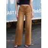 image:imageSidefeel Womens Wide Leg Jeans High Waisted Stretchy Loose Denim PantsBrown