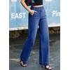 image:imageSidefeel Womens Wide Leg Jeans High Waisted Stretchy Loose Denim PantsDark Blue