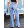 image:imageSidefeel Womens Wide Leg Jeans High Waisted Stretchy Loose Denim PantsSky Blue